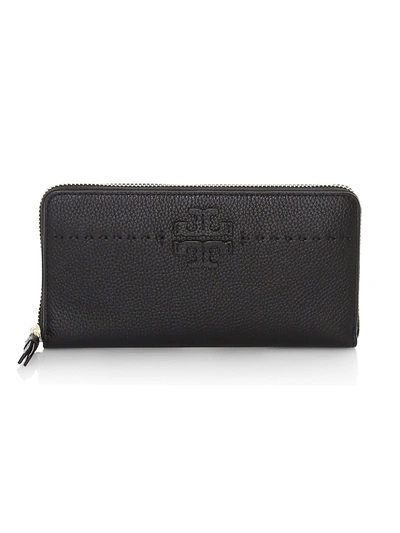 Tory Burch Mcgraw Zip-around Leather Wallet In Black
