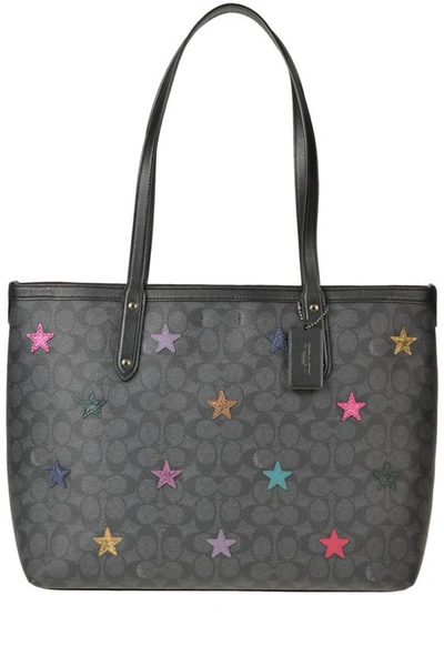 Coach Designer Logo Print Tote Bag In Grey