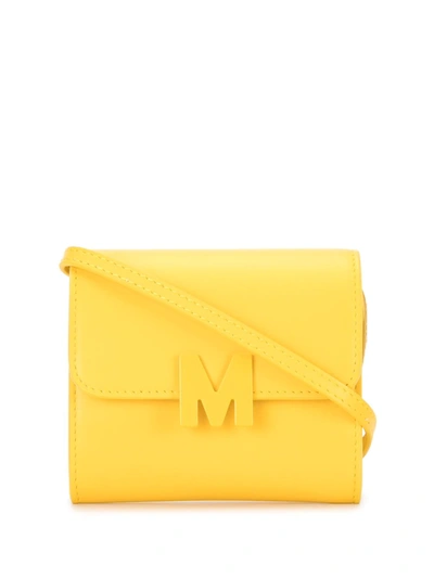 Msgm Logo Appliqué Crossbody Bag In Yellow