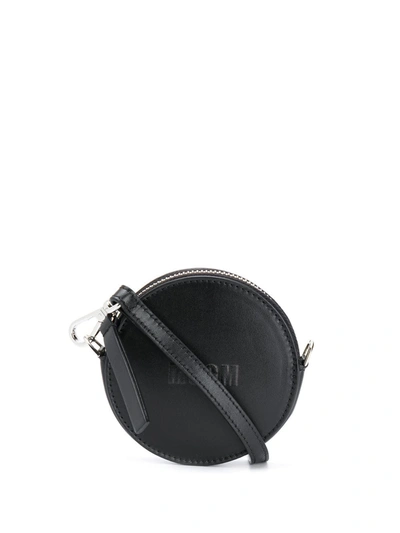 Msgm Round Leather Bag In Black