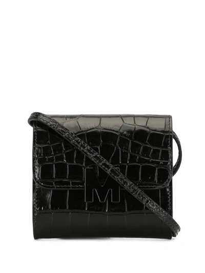 Msgm M Crocodile-embossed Mini Crossbody Bag In Black