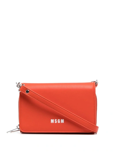 Msgm Logo-print Crossbody Bag In Orange