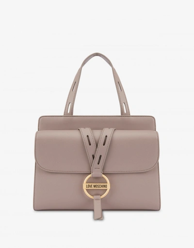 Love Moschino Round Buckle Hand Bag In Taupe