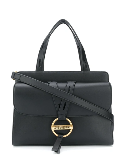 Love Moschino Round Buckle Tote Bag In Black