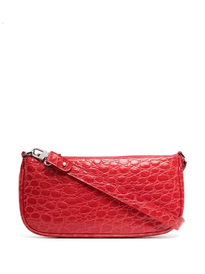 By Far Rachel Small Croc-embossed Shoulder Bag In Chilli