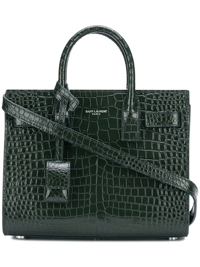 Saint Laurent Baby Sac de Jour Croc-Embossed Tote Bag