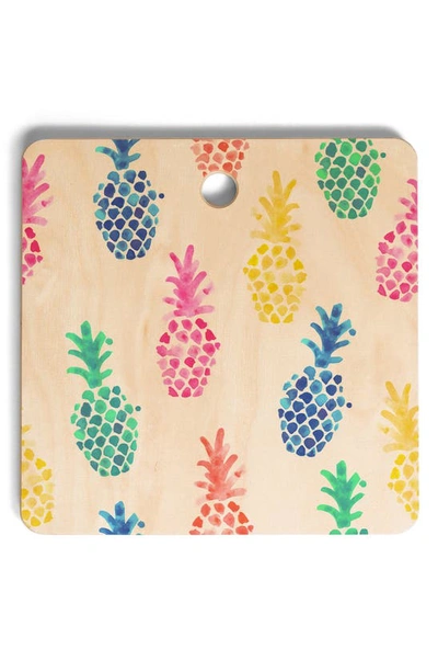 Deny Designs Dash And Ash Pineapple Cutting Board In Pink
