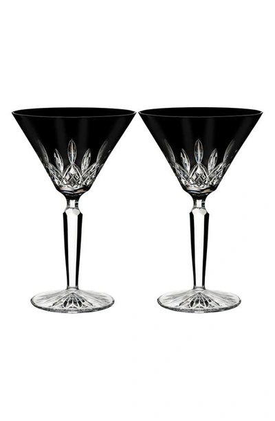 Waterford Lismore Diamond Set Of 2 Black Lead Crystal Martini Glasses