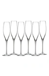 Waterford Elegance Set Of 6 Fine Crystal Champagne Flutes In Nocolor