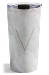 Deny Designs Marbled Monogram Travel Mug In V
