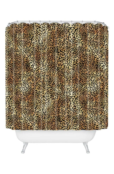 Deny Designs Schatzi Leopard Shower Curtain In Brown/ Black