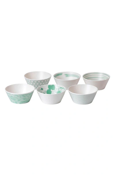 Royal Doulton Pacific Mint Dots Set Of 6 Tapas Bowls In Assorted