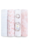 Aden + Anais Set Of 4 Classic Swaddling Cloths In Birdsong