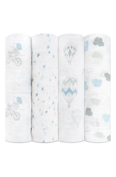 Aden + Anais Set Of 4 Classic Swaddling Cloths In Night Sky Reverie