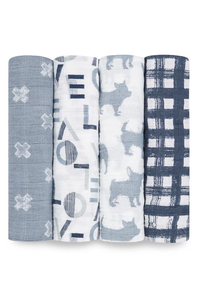 Aden + Anais Set Of 4 Classic Swaddling Cloths In Waverly