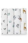 Aden + Anais Babies' 4-pack Jungle Jam Classic Swaddles In White