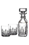 Waterford Lismore 3-piece Connoisseur Square Decanter And Tumbler Set In Clear