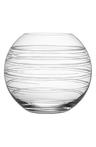 Orrefors Graphic Round Vase In Clear Tones