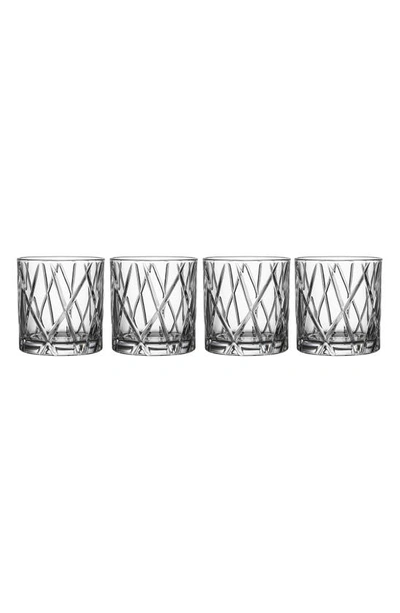 Orrefors City Set Of 4 Crystal Double Old Fashioned Glasses In Clear