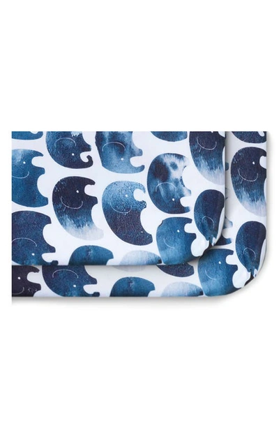Oilo 2-pack Fitted Elephant Print Jersey Crib Sheets In Indigo