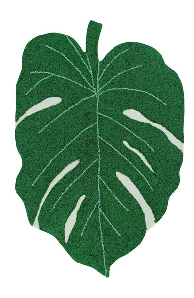 Lorena Canals Kids' Monstera Leaf Rug In Green