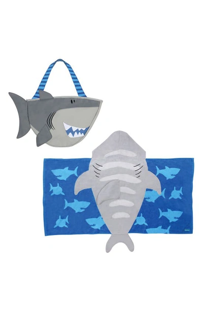 Stephen Joseph Beach Tote, Toys & Hooded Towel Set In Gray Shark