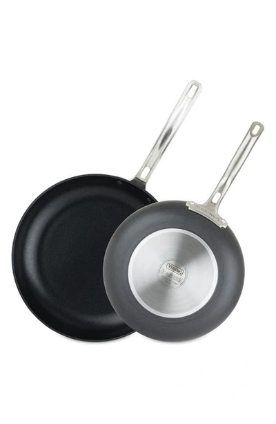 Viking Set Of 2 Hard Anodized Nonstick Frying Pans In Black