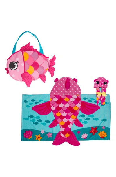 Stephen Joseph Beach Tote, Hooded Towel & Toys In Pink Fish