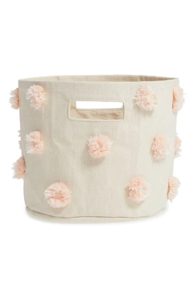 Pehr Mini Pompom Canvas Bin In Pink