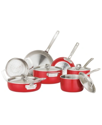 Viking 11-pc. Stainless Steel Cookware Set In Red