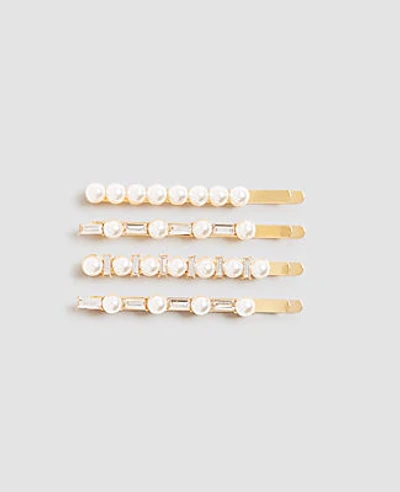Ann Taylor Pearlized Hair Pin Set In Gold