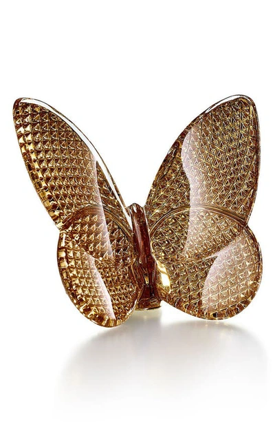 Baccarat Lucky 20k Gold Diamond Cut Lead Crystal Butterfly In Gold Diamant