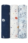 Aden + Anais 3-pack Silky Soft Swaddling Cloths In Stargaze