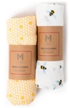 Malabar Baby 2-pack Organic Muslin Swaddles In Busy Bees