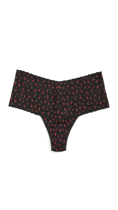 Hanky Panky Cross Dye Leopard Retro V-kini In Black/red