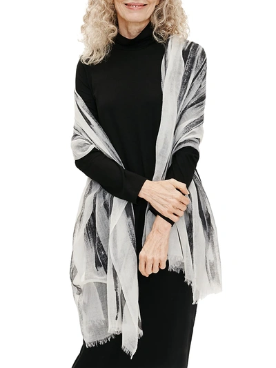 Eileen Fisher Printed Wool-gauze Scarf In Black And White