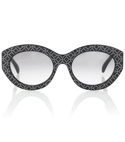 Alaïa Vienne Oval Acetate Sunglasses In Black