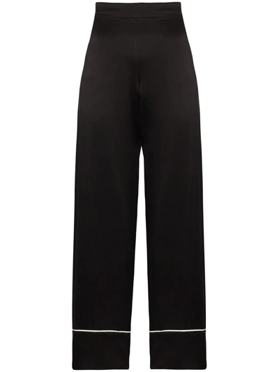 Asceno London Sandwashed Silk-satin Pyjama Trousers In Black