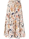 Ulla Johnson Sigrid Tiered Floral-print Cotton-poplin Midi Skirt In Ecru