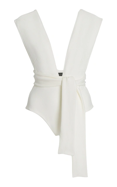 Haight Women's Belted Crepe One-piece Swimsuit In Black,white