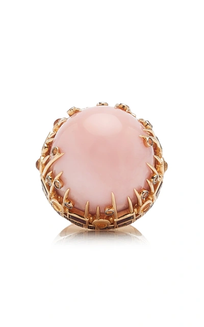 Francesca Villa Above The Clouds 18k Rose Gold Opal Ring In Pink