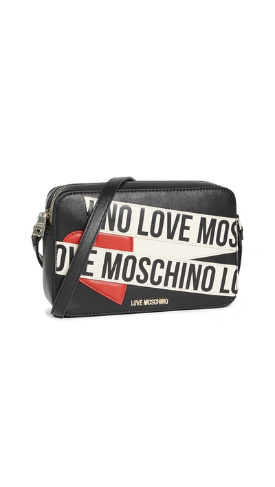 Moschino Logo Camera Bag In Black