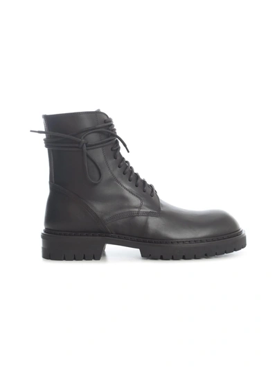 Ann Demeulemeester Lace Up Ankle Boots In Black