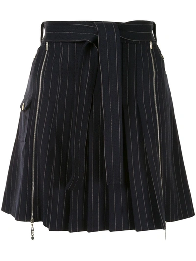 Pre-owned Dior  Pinstripe Pleated Skirt In Blue