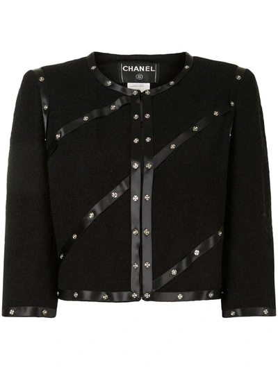Pre-owned Chanel 2003 Studded Cropped Jacket In Black
