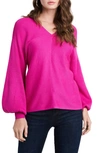 1.state Ribbed Balloon Sleeve Cotton Blend Sweater In Party Pink