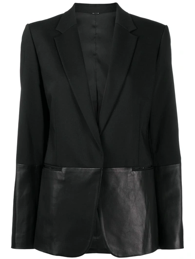 Helmut Lang Contrast Single-breasted Wool-blend Jacket In Black