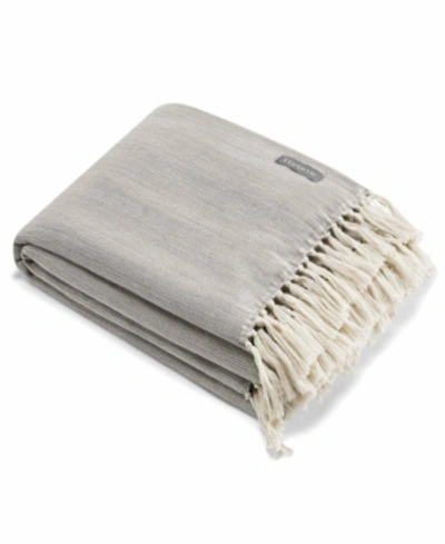 Vera Wang Twill Fringe Soft Charcoal Throw Bedding In Grey