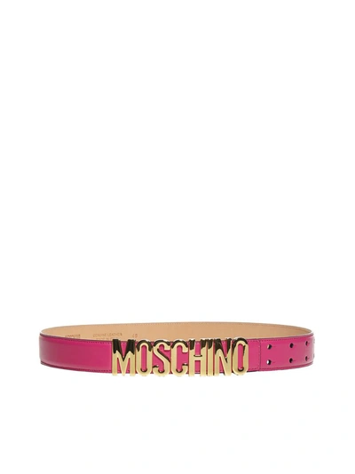 Moschino Lettering Logo Belt In Pink