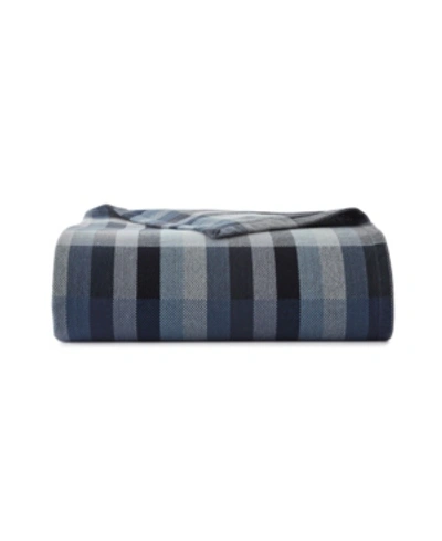 Eddie Bauer Windsor Stripe Cotton Reversible Blanket, Twin In Blue